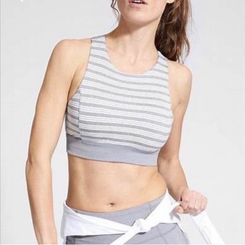 Athleta Deep Breath Striped Sports Bra